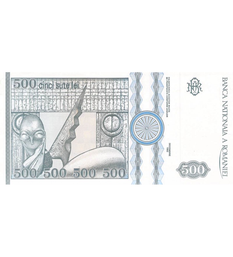 ROUMANIE, CONSTANTIN BRANCUSI - 500 LEI 1992 - P.NEUF