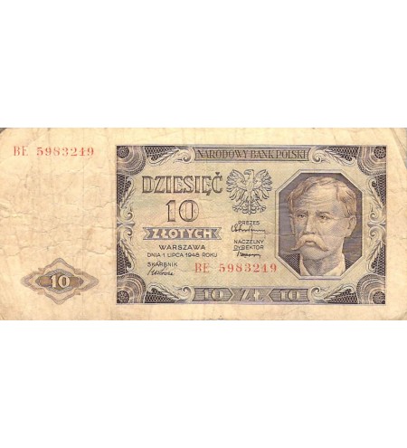 POLOGNE - 10 ZLOTYCH 01/07/1948