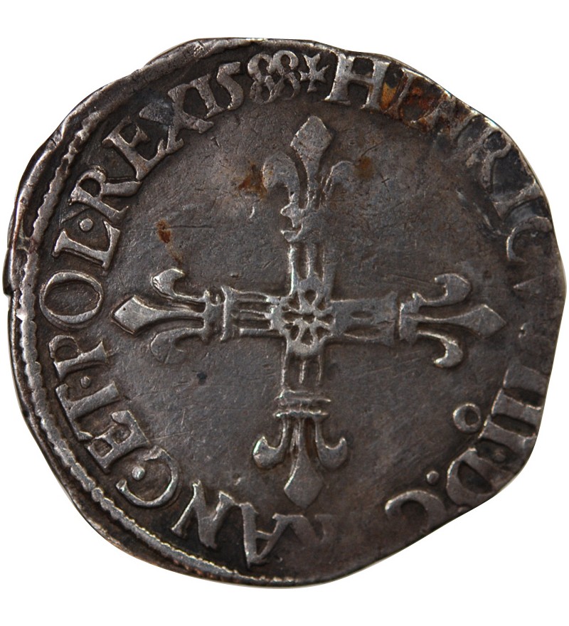HENRI III - 1/4 ECU ARGENT 1588 RENNES