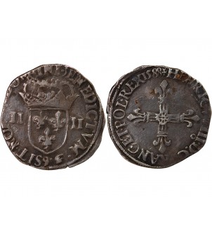 HENRI III - 1/4 ECU ARGENT 1588 RENNES 2