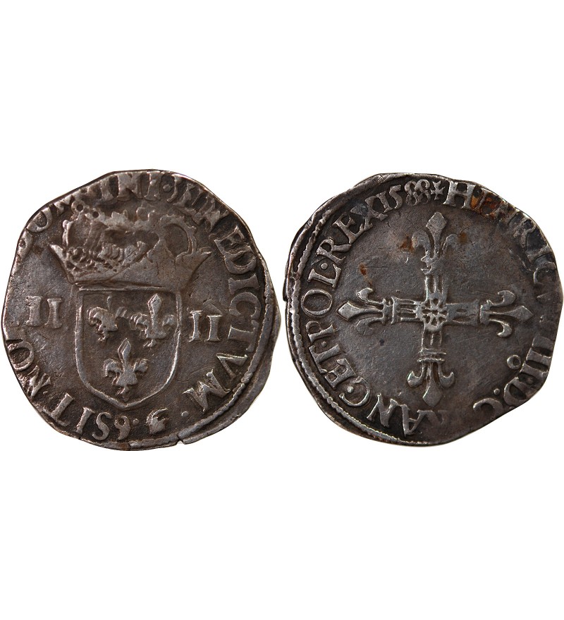 HENRI III - 1/4 ECU ARGENT 1588 RENNES
