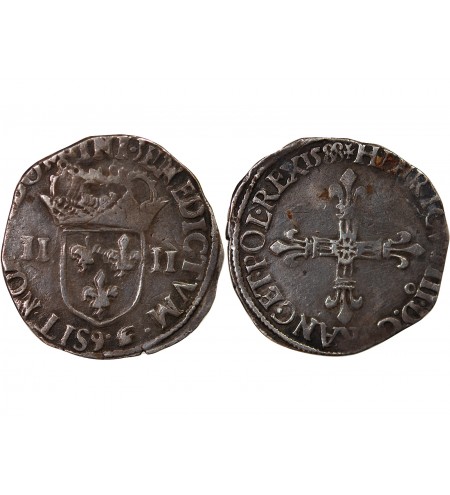 HENRI III - 1/4 ECU ARGENT 1588 RENNES