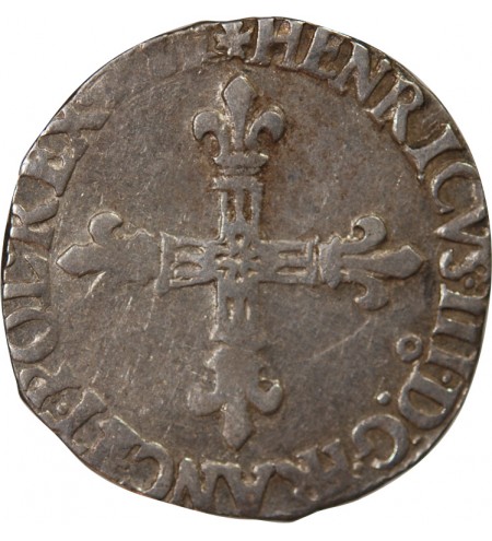 HENRI III - 1/4 ECU ARGENT 1589 RENNES