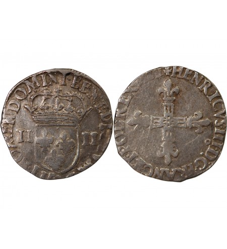 HENRI III - 1/4 ECU ARGENT 1589 RENNES