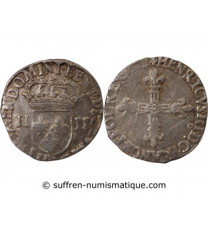 HENRI III - 1/4 ECU ARGENT 1589 RENNES