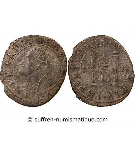 VILLE DE BESANÇON, CHARLES QUINT - GROS ARGENT 1623