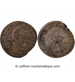 LOUIS XIV﻿ - 4 SOLS AUX DEUX L 1691 M TOULOUSE
