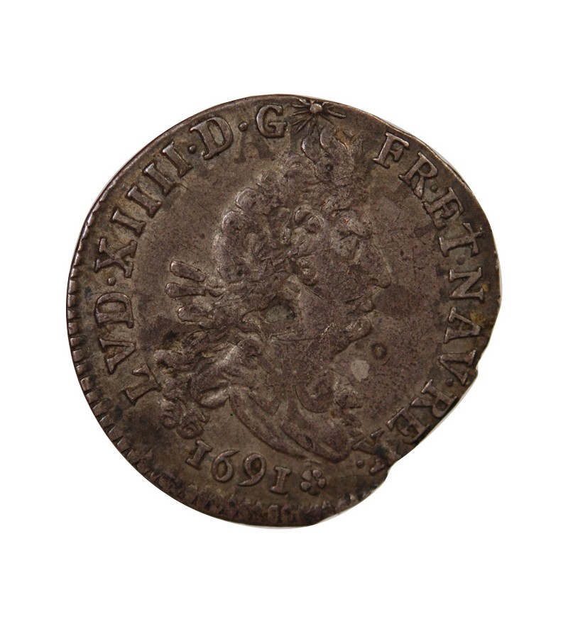 LOUIS XIV﻿ - 4 SOLS AUX DEUX L 1691 M TOULOUSE