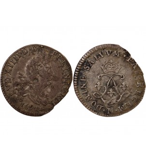 LOUIS XIV﻿ - 4 SOLS AUX DEUX L 1691 M TOULOUSE 2