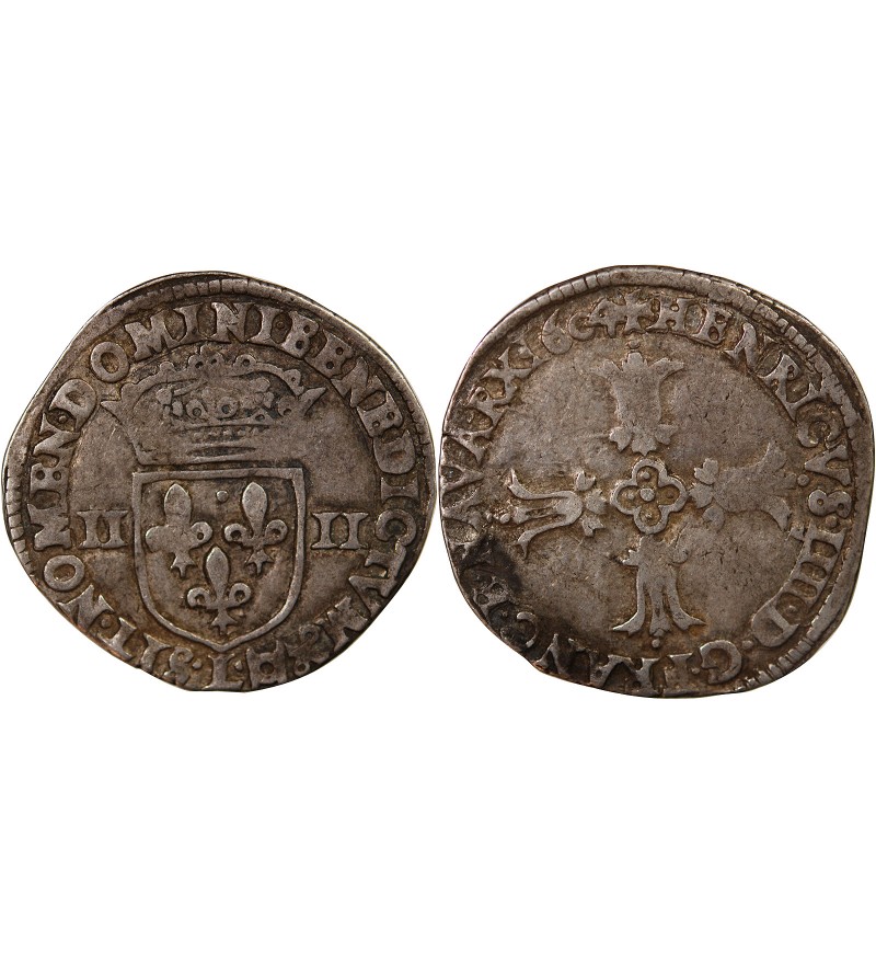 HENRI IV - 1/4 ECU ARGENT 1604 L BAYONNE