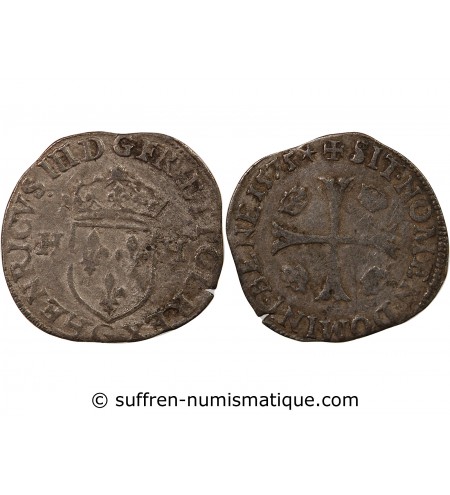HENRI III - DOUZAIN AUX DEUX H 1575 G POITIERS