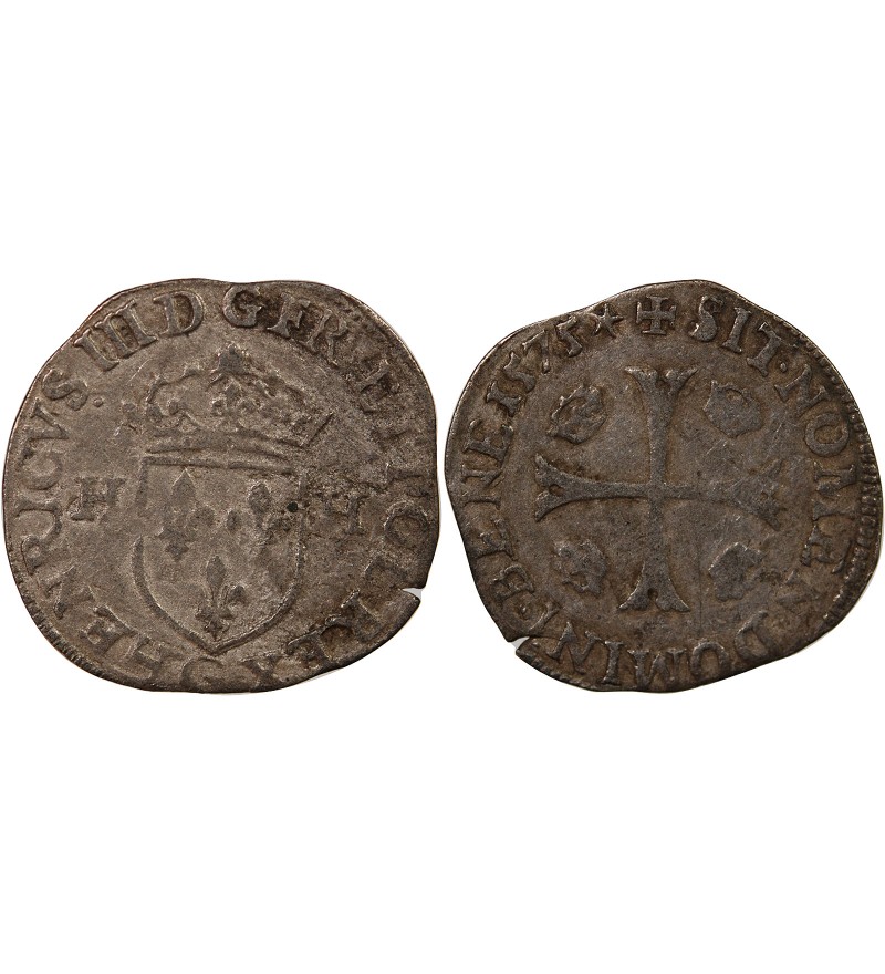 HENRI III - DOUZAIN AUX DEUX H 1575 G POITIERS