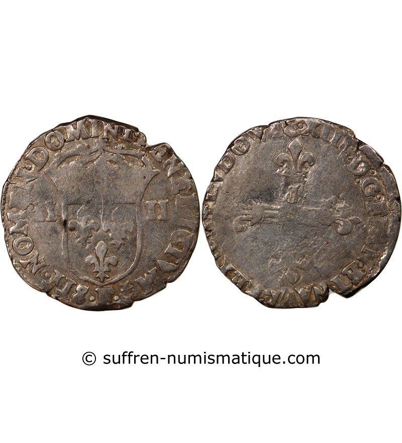 LOUIS XIII - 1/4 ECU ARGENT 1611 F ANGERS