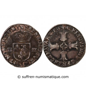 HENRI IV - 1/4 ECU ARGENT 1609 BAYONNE