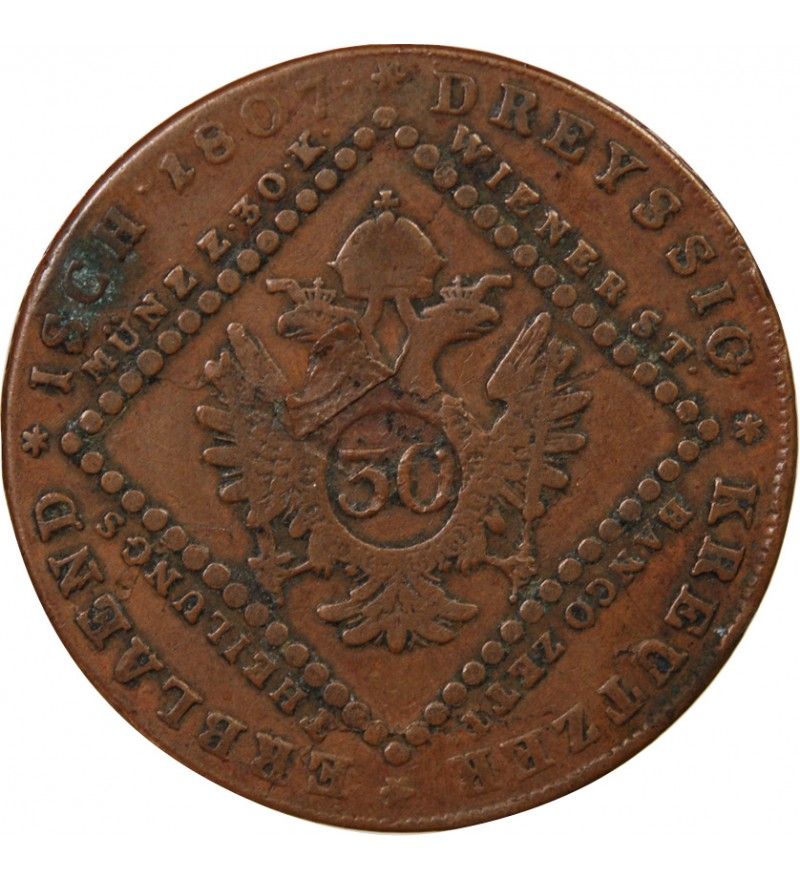 AUTRICHE, FRANÇOIS Ier - 30 KREUZER 1807 A VIENNE