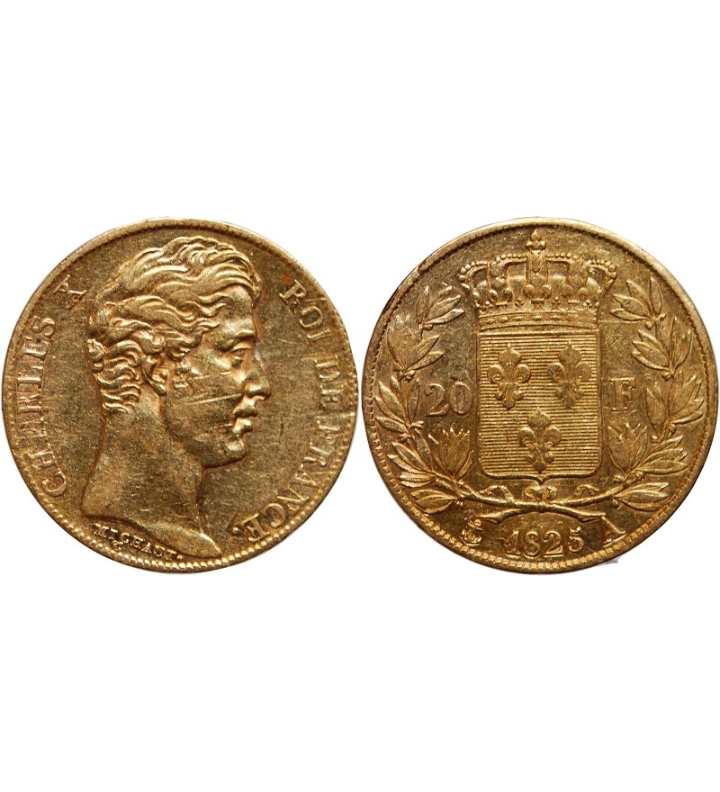 20 FRANCS OR CHARLES X 1825 A PARIS "4,5 Feuilles"
