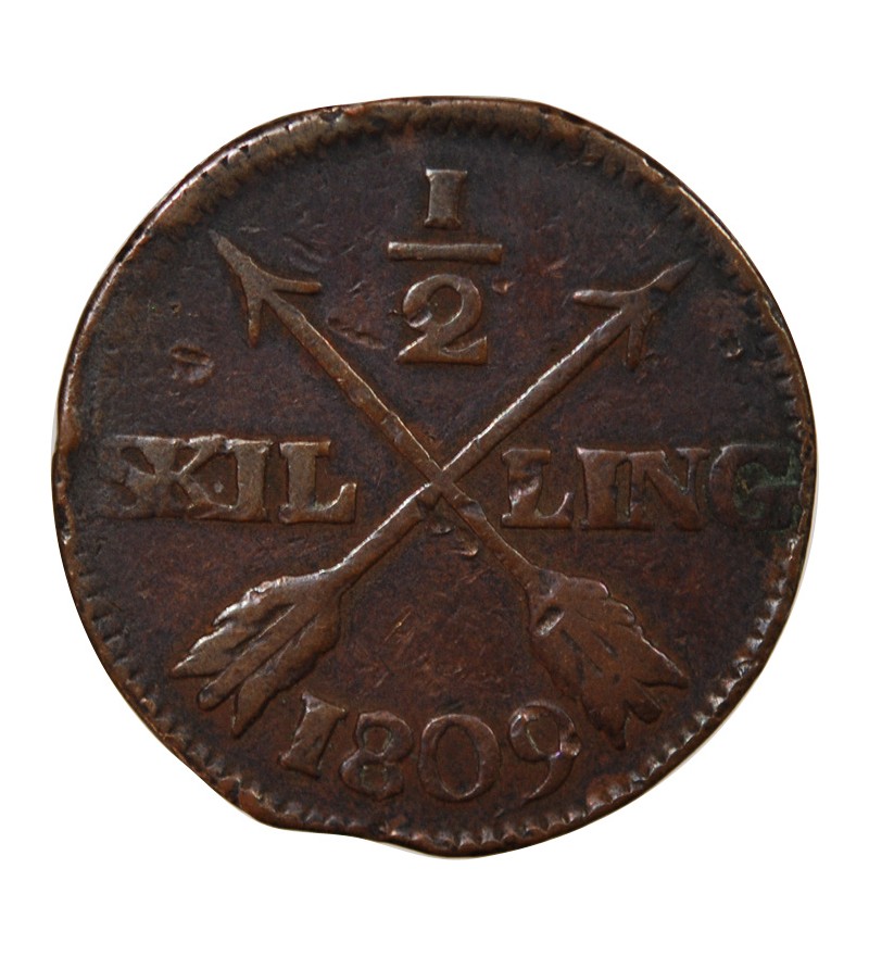 SUÈDE, GUSTAV IV ADOLF - 1/2 SKILLING 1809