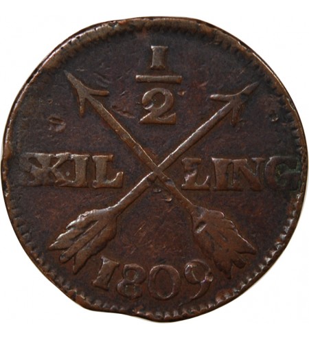 SUÈDE, GUSTAV IV ADOLF - 1/2 SKILLING 1809