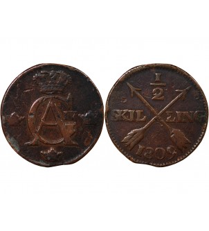 SUÈDE, GUSTAV IV ADOLF - 1/2 SKILLING 1809 2