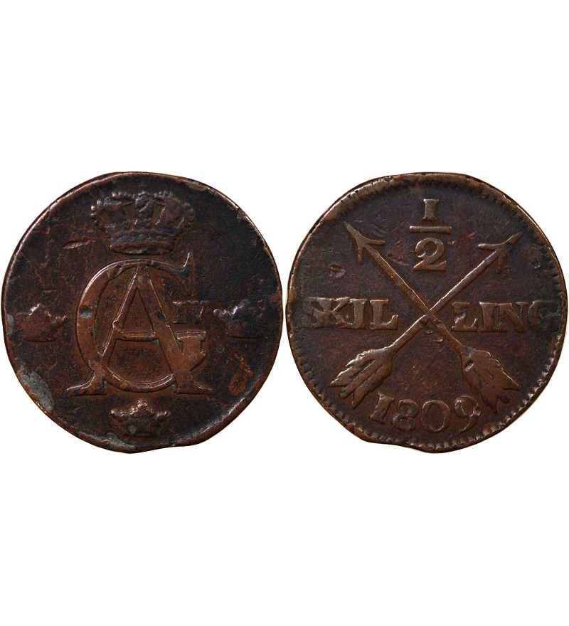SUÈDE, GUSTAV IV ADOLF - 1/2 SKILLING 1809