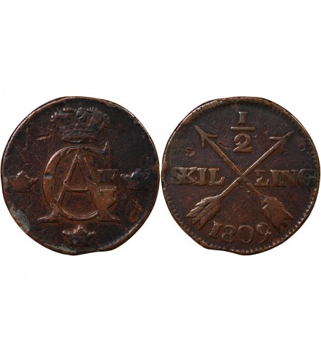 SUÈDE, GUSTAV IV ADOLF - 1/2 SKILLING 1809