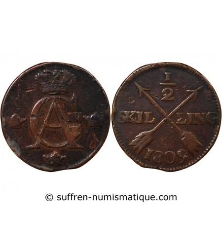 SUÈDE, GUSTAV IV ADOLF - 1/2 SKILLING 1809