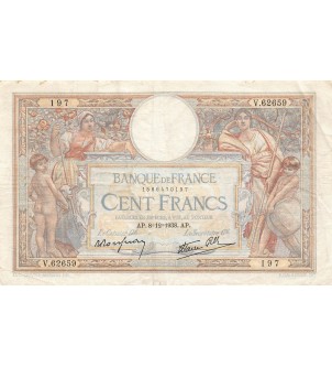FRANCE, LUC-OLIVIER MERSON - 100 FRANCS 08/12/1938 - TTB