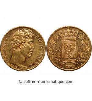 20 FRANCS OR CHARLES X 1828 A PARIS "4,5 Feuilles"﻿