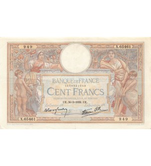 FRANCE, LUC-OLIVIER MERSON - 100 FRANCS 30/03/1939 - PSUP 2