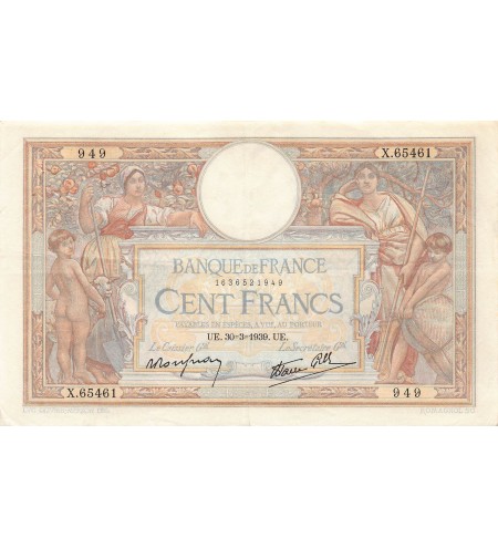 FRANCE, LUC-OLIVIER MERSON - 100 FRANCS 30/03/1939 - PSUP