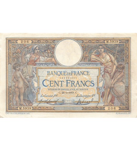 FRANCE, LUC-OLIVIER MERSON - 100 FRANCS 28/05/1919 - TTB