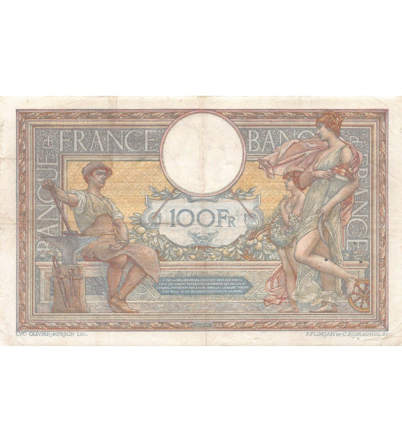 FRANCE, LUC-OLIVIER MERSON - 100 FRANCS 23/04/1919 - TTB