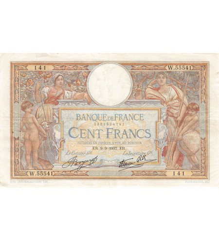 FRANCE, LUC-OLIVIER MERSON - 100 FRANCS 09/09/1937 - TTB