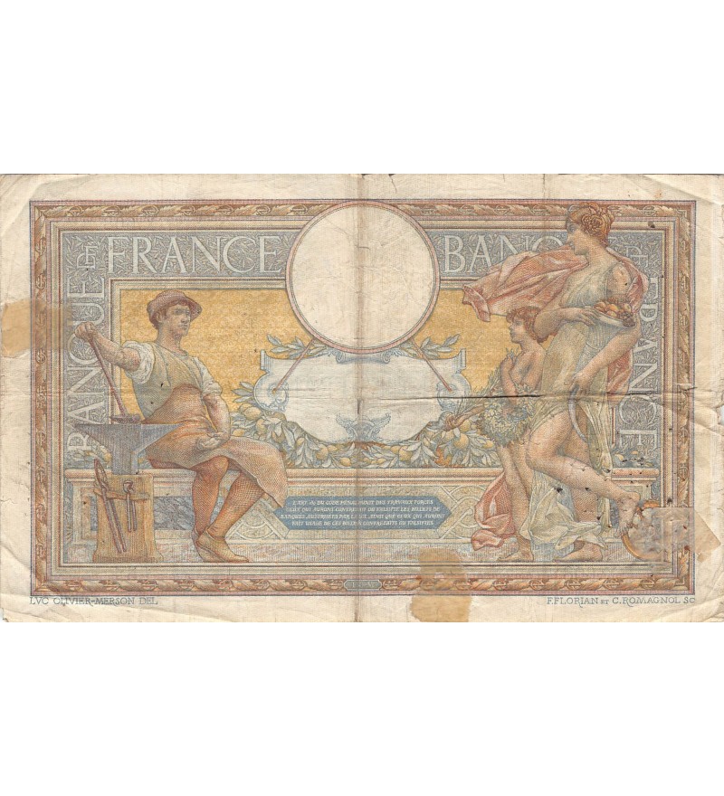 FRANCE, LUC-OLIVIER MERSON - 100 FRANCS 31/12/1908 - PTB