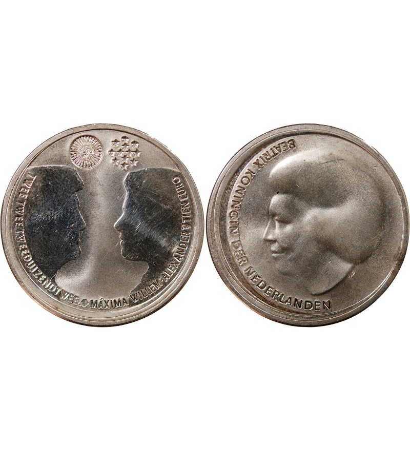 PAYS-BAS, BEATRIX- 10 EUROS ARGENT 2002