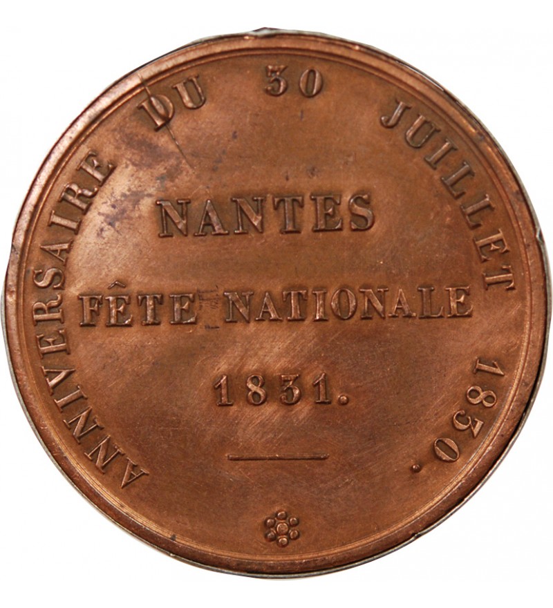 MONARCHIE DE JUILLET, FÊTE NATIONALE DE NANTES - MEDAILLE CUIVRE 1831