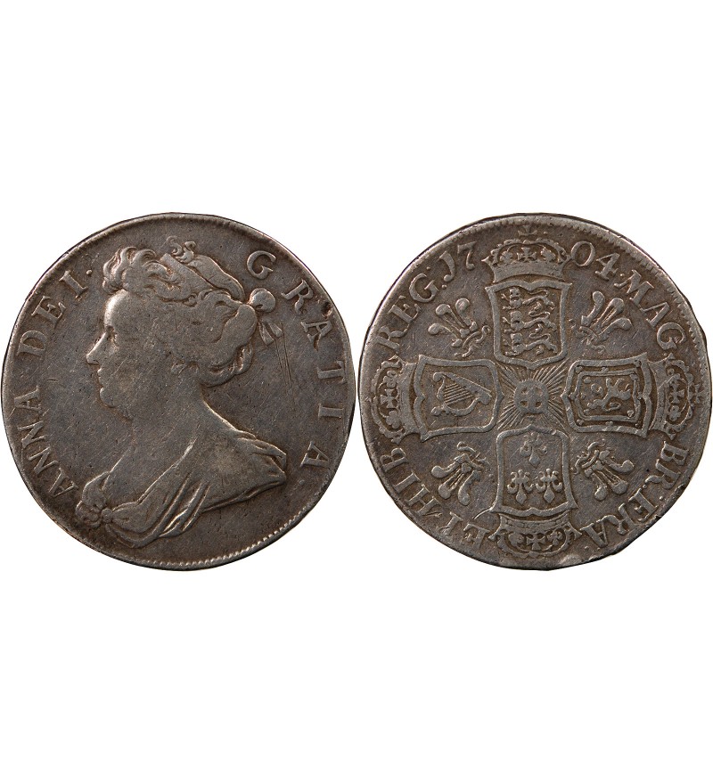 ANGLETERRE, ANNE - 1/2 CROWN ARGENT 1704