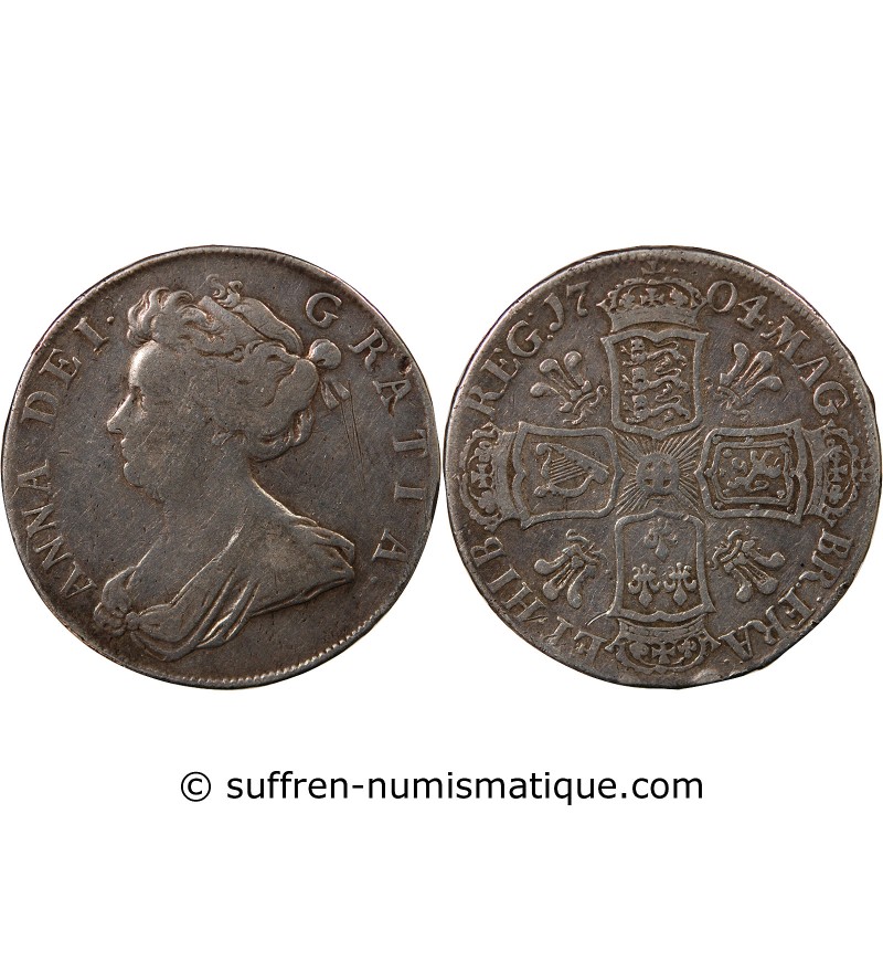 ANGLETERRE, ANNE - 1/2 CROWN ARGENT 1704