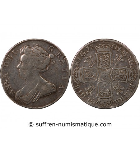 ANGLETERRE, ANNE - 1/2 CROWN ARGENT 1704