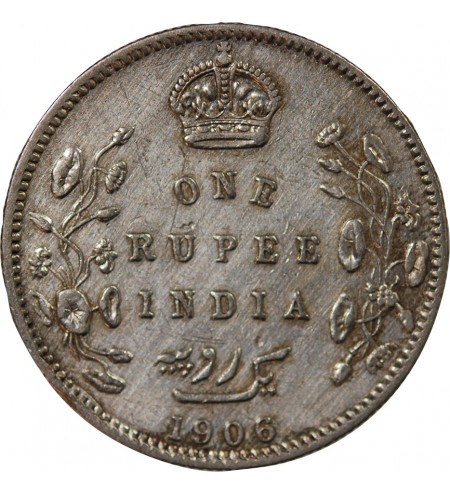 INDE, EDOUARD VII - RUPEE ARGENT 1906