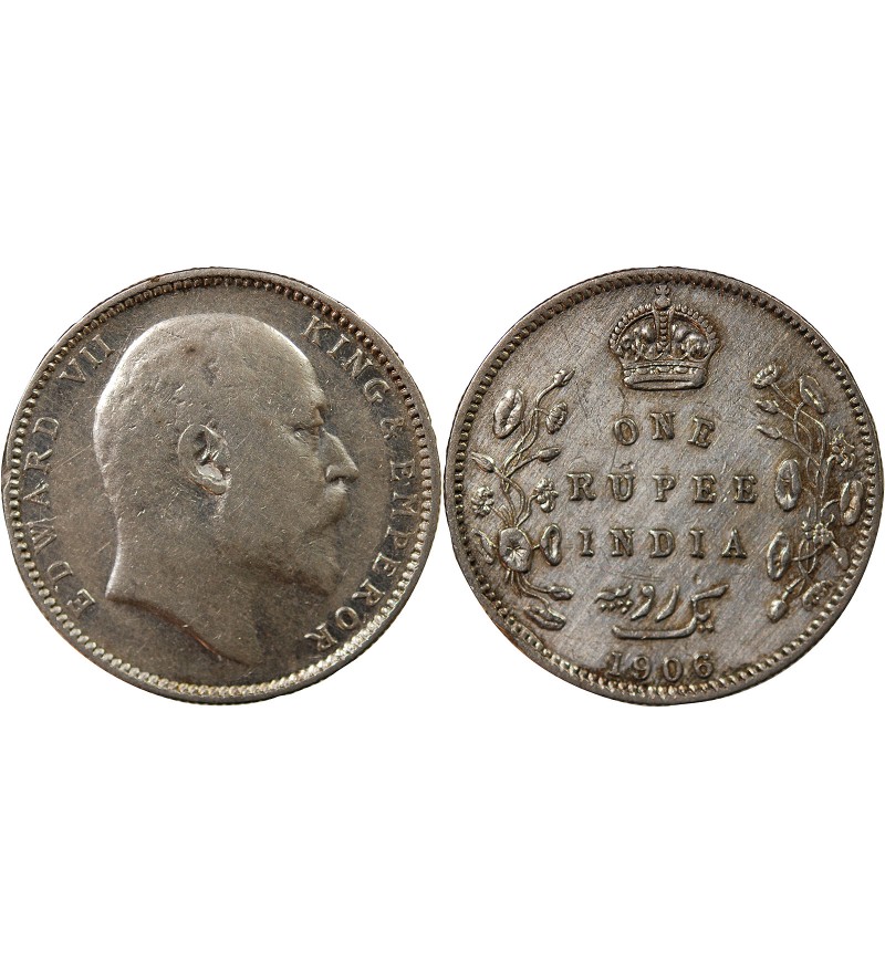 INDE, EDOUARD VII - RUPEE ARGENT 1906