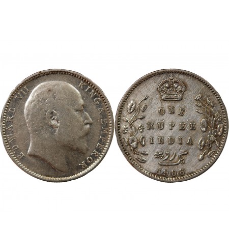 INDE, EDOUARD VII - RUPEE ARGENT 1906