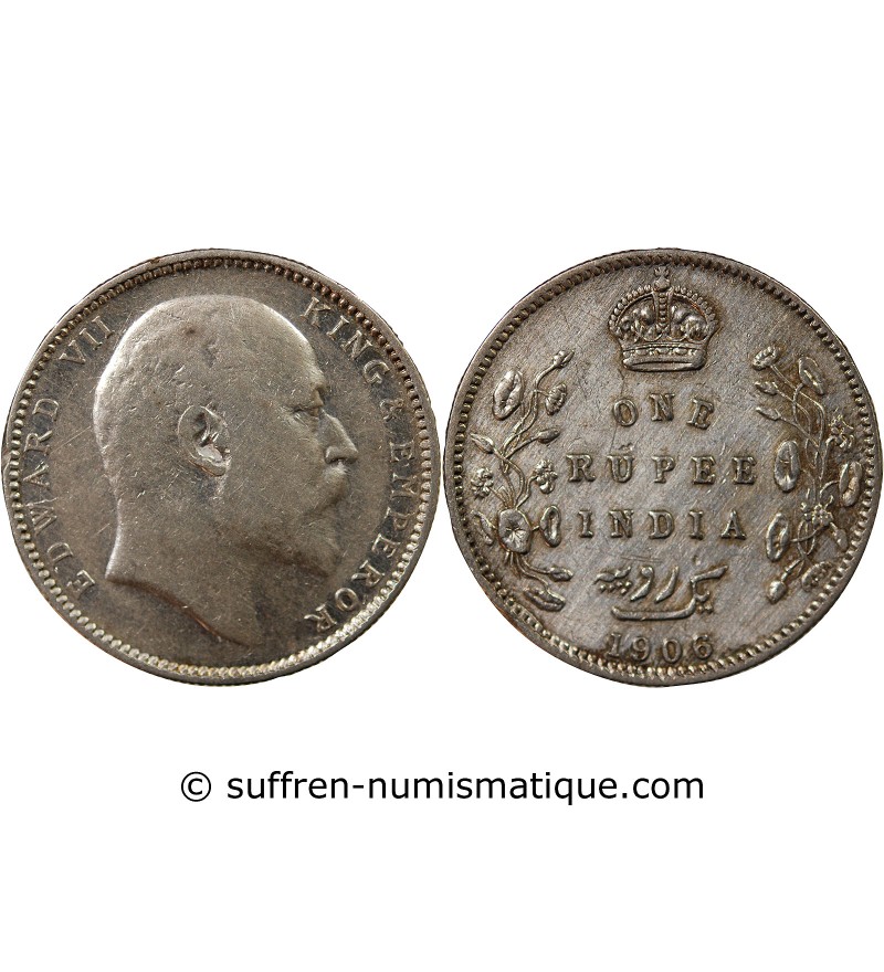 INDE, EDOUARD VII - RUPEE ARGENT 1906