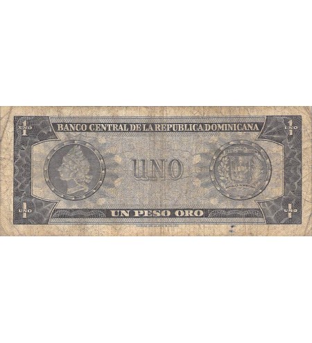 REPUBLIQUE DOMINICAINE, J. P. DUARTE - 1 PESO ORO 1964 / 1973 - B+