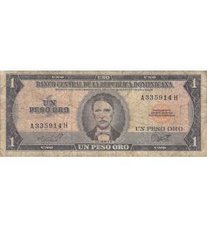 REPUBLIQUE DOMINICAINE, J. P. DUARTE - 1 PESO ORO 1964 / 1973 - B+ 2