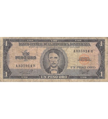 REPUBLIQUE DOMINICAINE, J. P. DUARTE - 1 PESO ORO 1964 / 1973 - B+