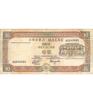 MACAO - 10 PATACAS 08/07/1991
