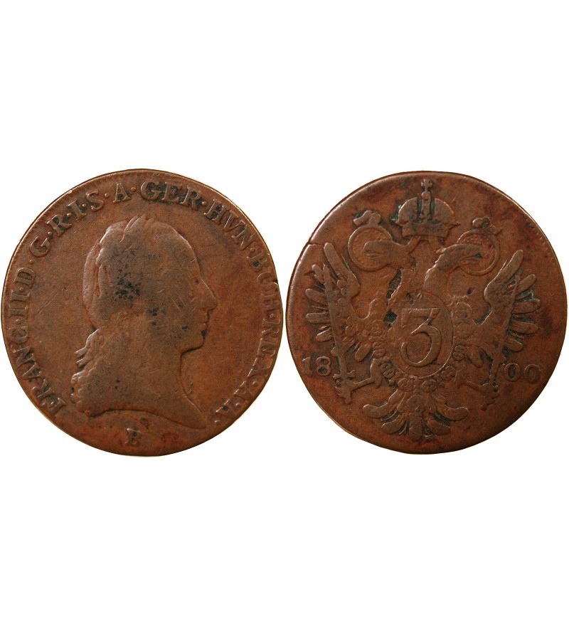 AUTRICHE, FRANÇOIS II - 3 KREUZER 1800 B KREMNITZ