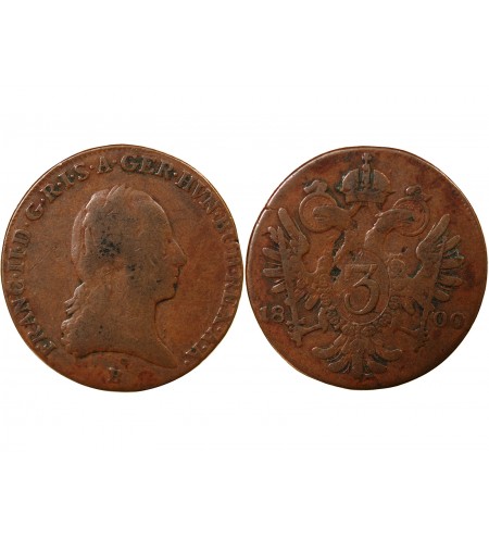 AUTRICHE, FRANÇOIS II - 3 KREUZER 1800 B KREMNITZ