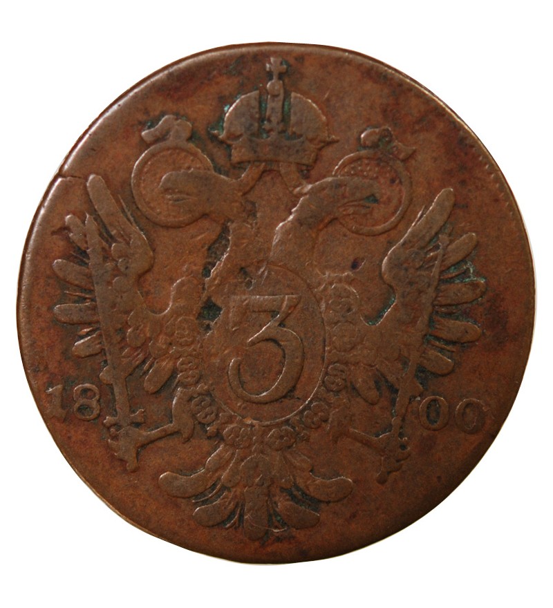 AUTRICHE, FRANÇOIS II - 3 KREUZER 1800 B KREMNITZ